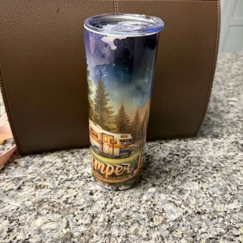 Camper Life Skinny Tumbler with Lid